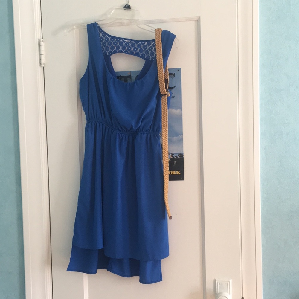 Blue dress with belt